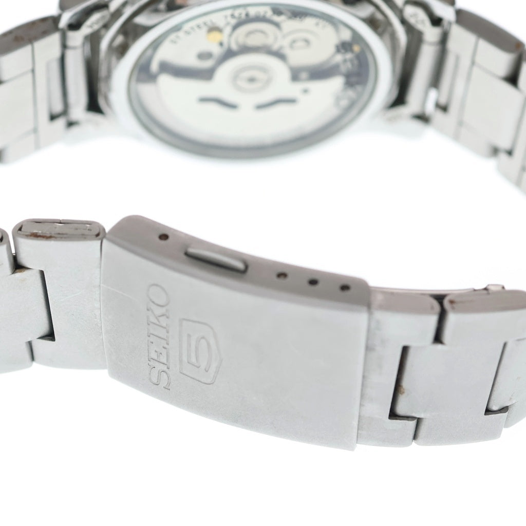 SEIKO(セイコー) SEIKO 5 セイコー5 ブラック文字盤 自動巻き シースルーバック 腕時計 シルバー SNK809K1
