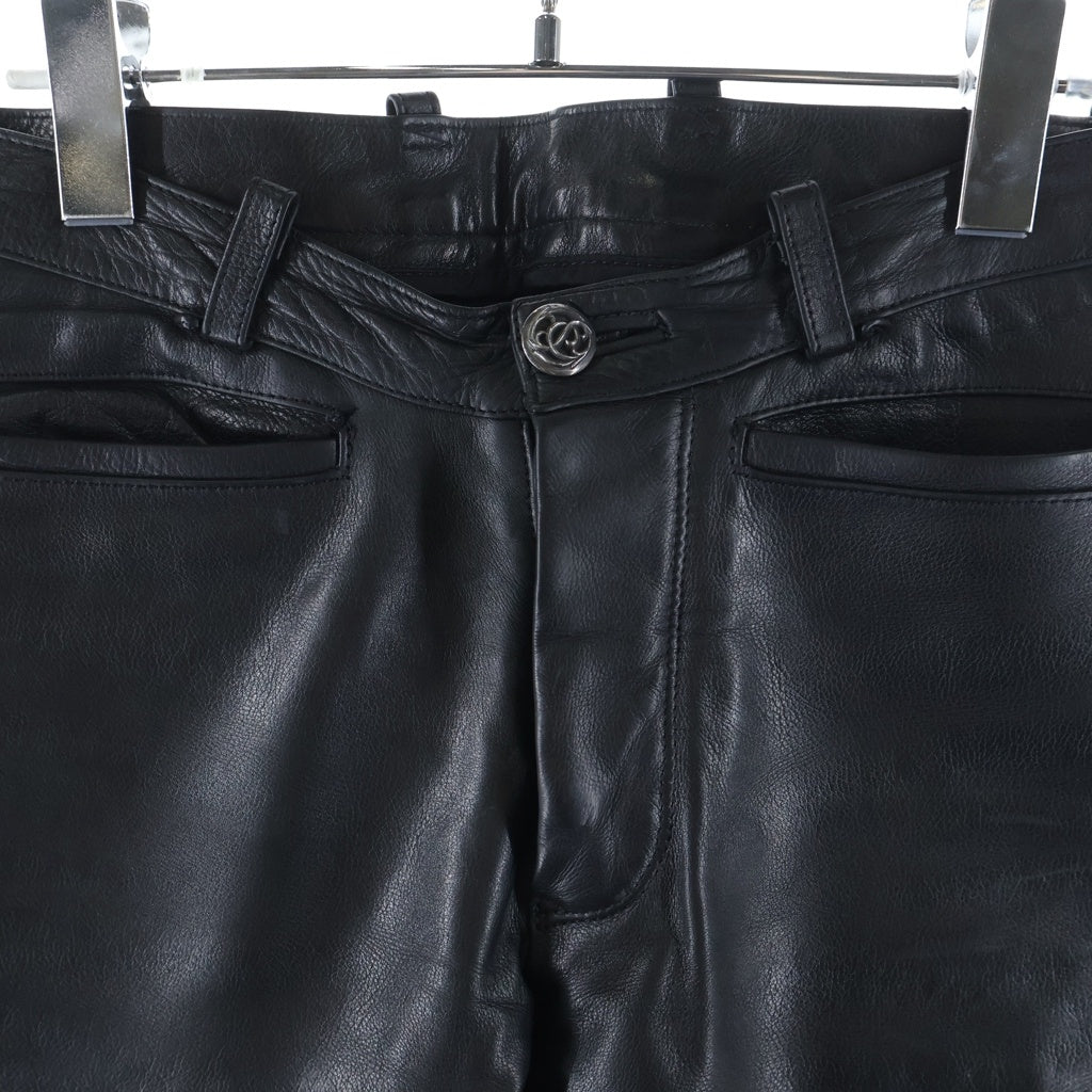 CHROME HEARTS(クロムハーツ) OLD FLORAL BUTTON LEATHER STRAIGHT PANTS オールド フローラルボタン レザーパンツ ブラック