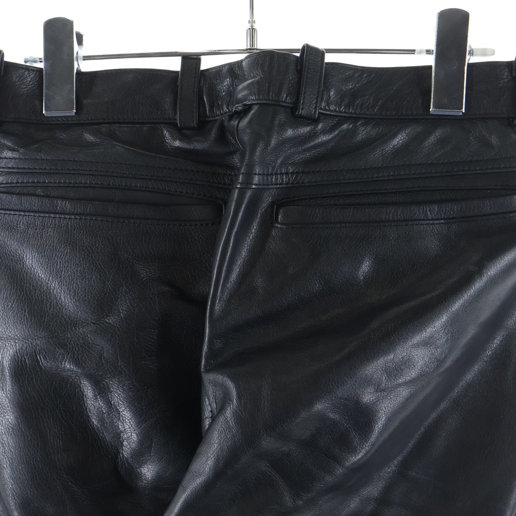CHROME HEARTS(クロムハーツ) OLD FLORAL BUTTON LEATHER STRAIGHT PANTS オールド フローラルボタン レザーパンツ ブラック