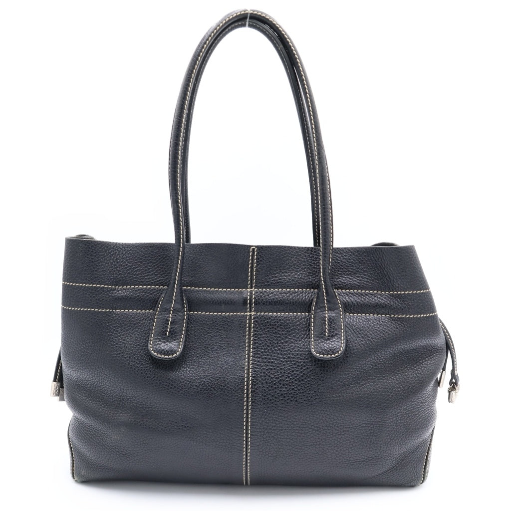 TOD'S(トッズ) D BAG イタリア製 シボレザー ホワイトステッチ D トートバッグ ブラック レディース