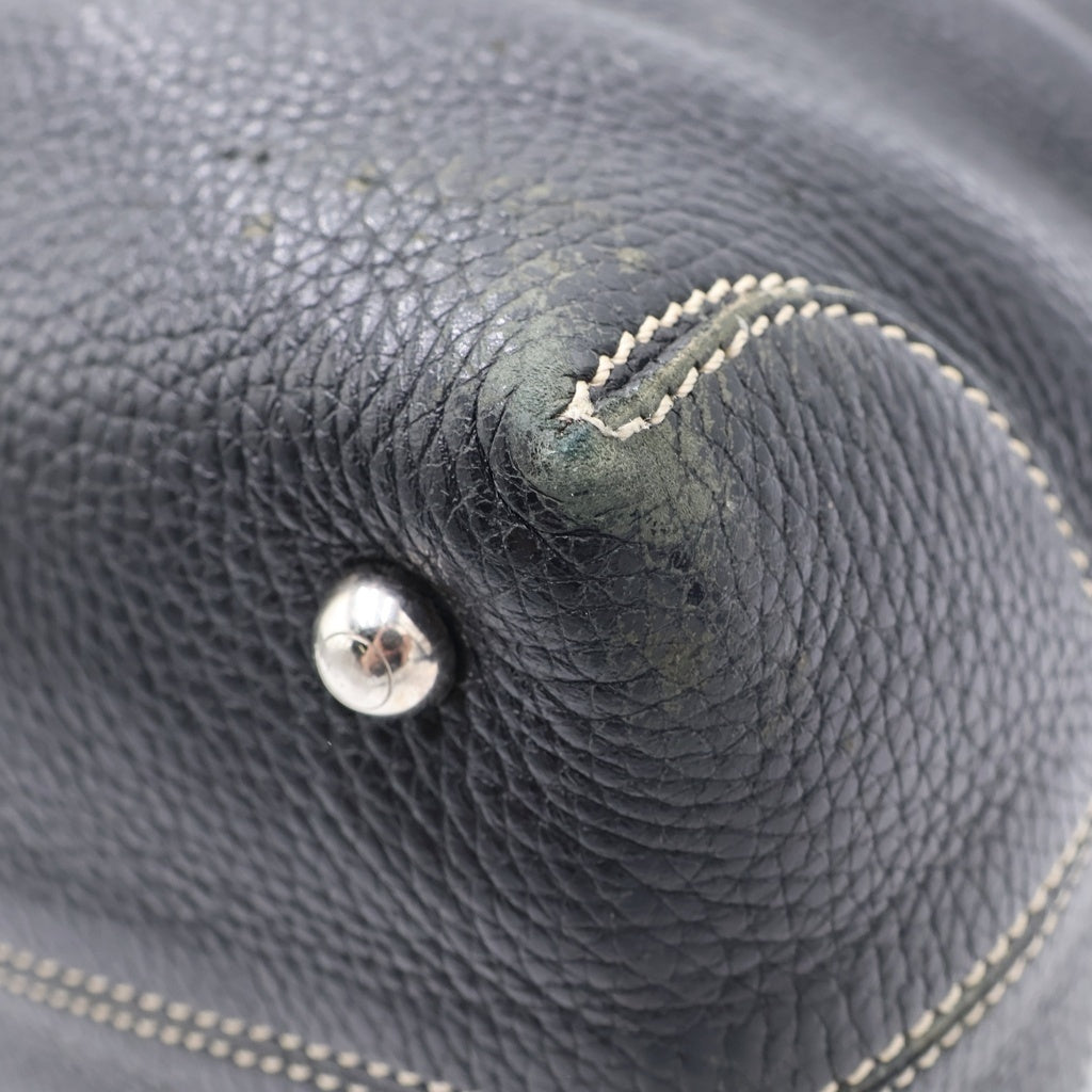 TOD'S(トッズ) D BAG イタリア製 シボレザー ホワイトステッチ D トートバッグ ブラック レディース