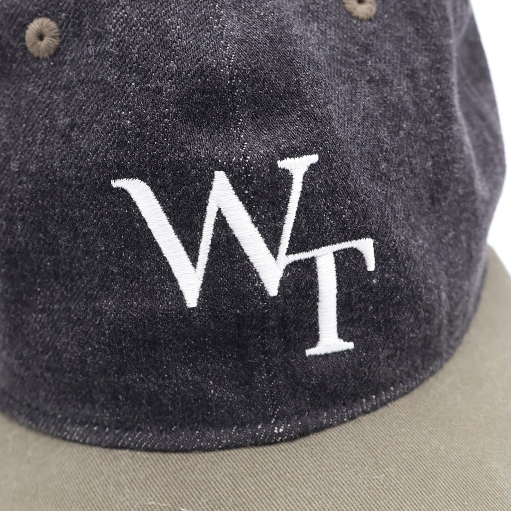 WTAPS(ダブルタップス) 22AW T-6H 03 CAP COTTON DENIM LEAGUE ロゴエンブロイダリー デニム 6パネル ベースボールキャップ 帽子 ブラック 222HCDT-HT14