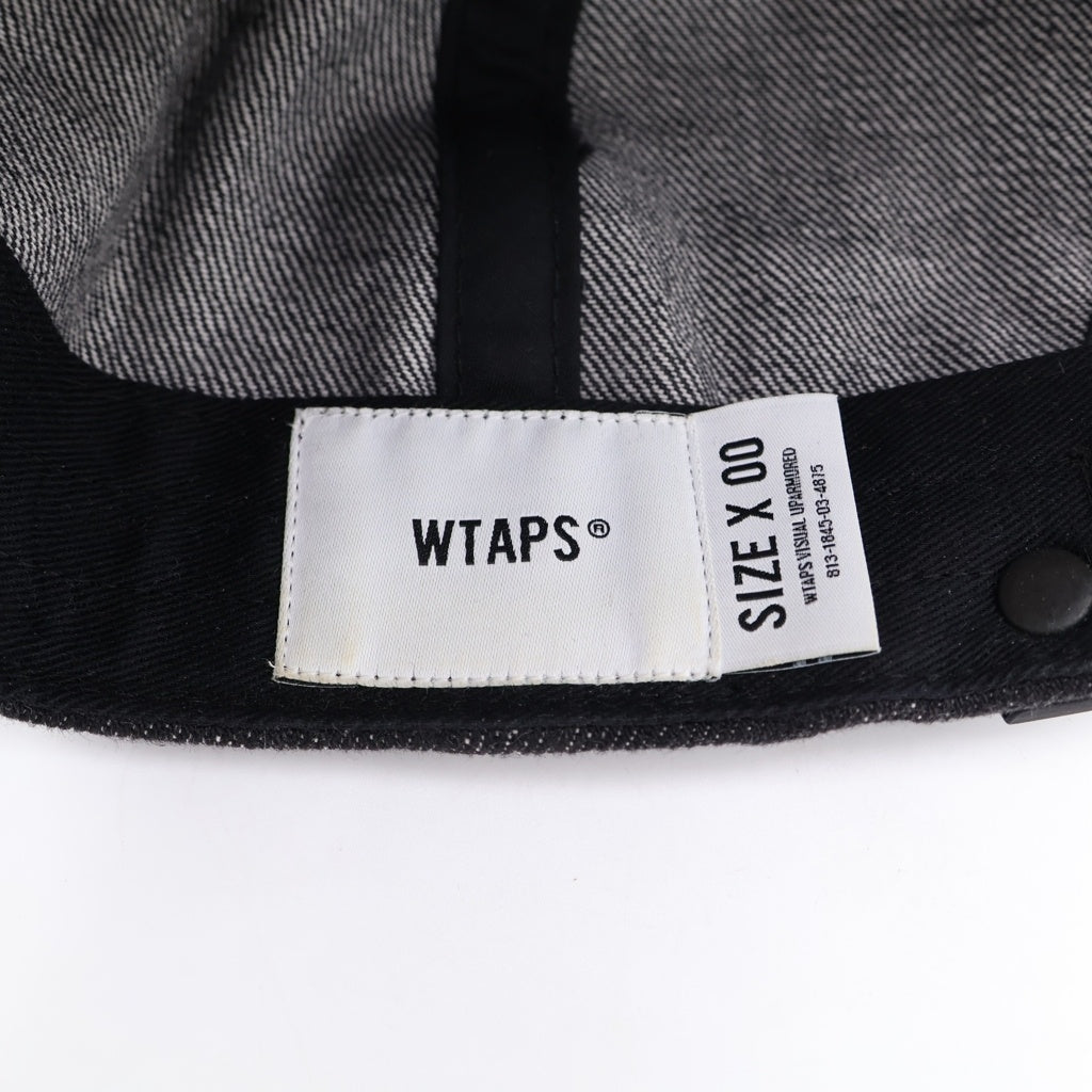 WTAPS(ダブルタップス) 22AW T-6H 03 CAP COTTON DENIM LEAGUE ロゴエンブロイダリー デニム 6パネル ベースボールキャップ 帽子 ブラック 222HCDT-HT14