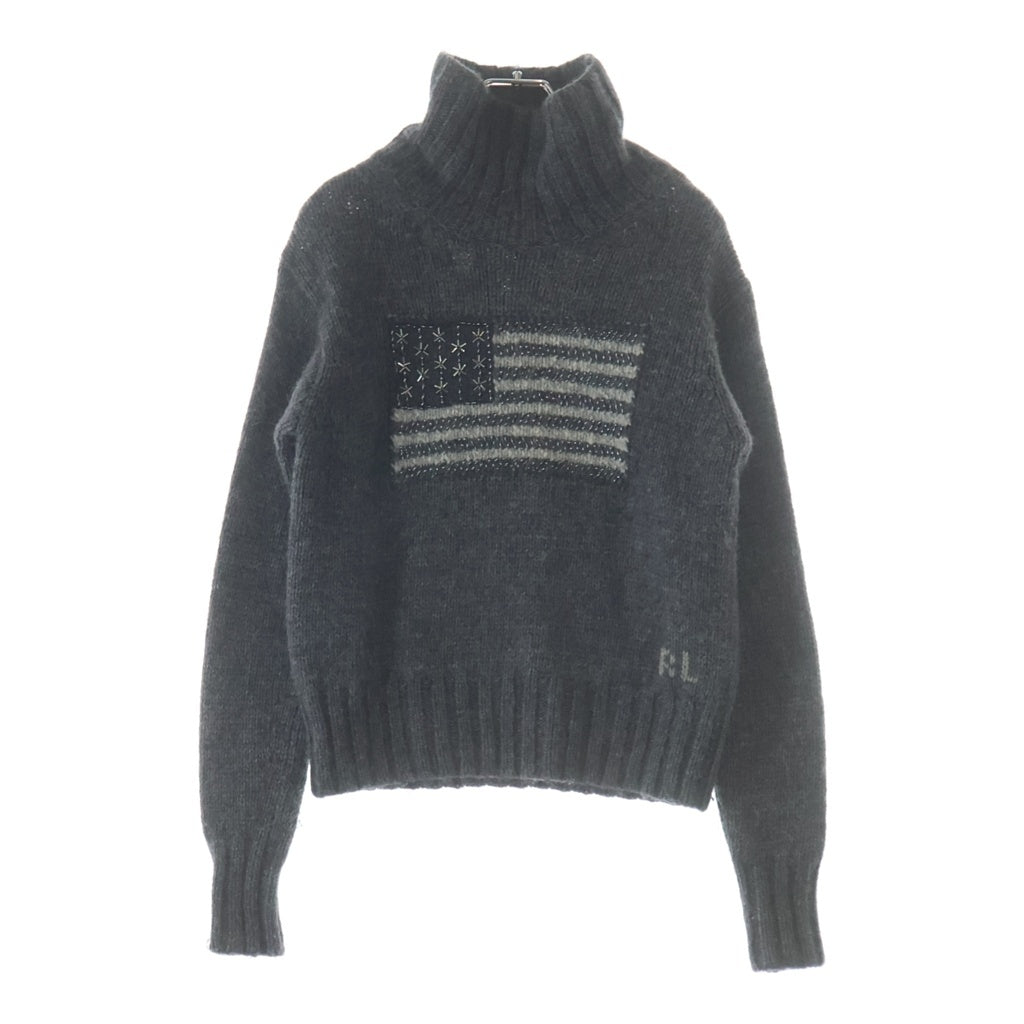 POLO RALPH LAUREN(ポロラルフローレン) 星条旗ビーズエンブロイダリー タートルネックセーター ニット レディース グレー