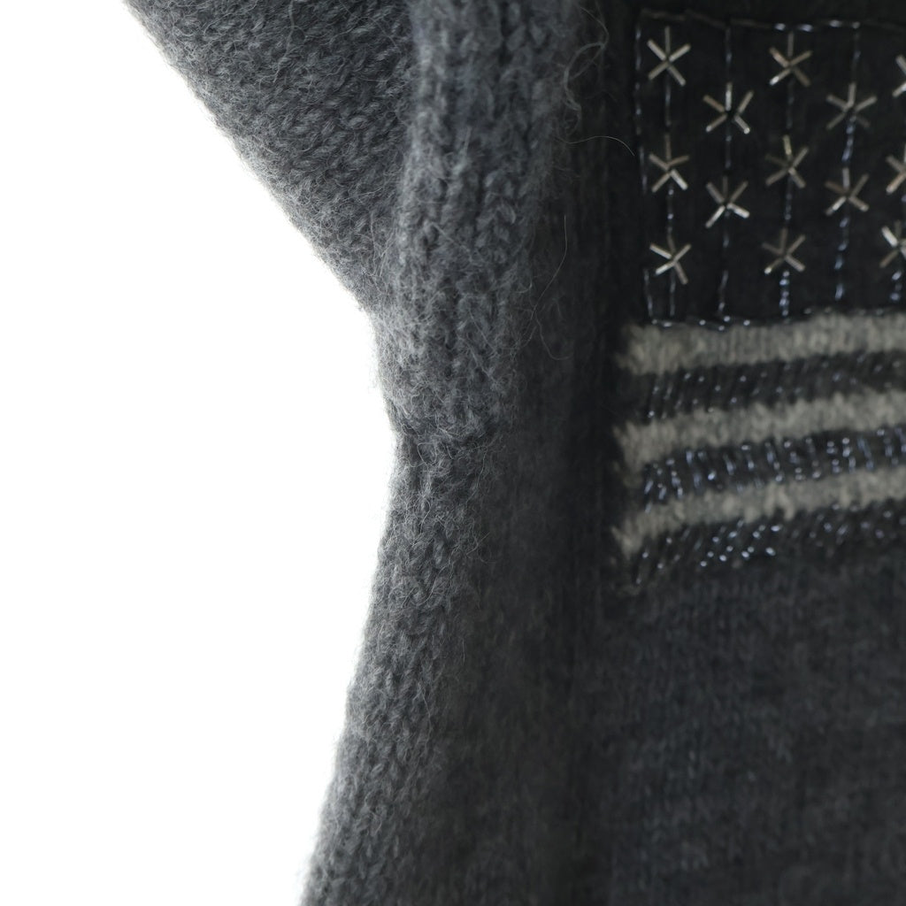 POLO RALPH LAUREN(ポロラルフローレン) 星条旗ビーズエンブロイダリー タートルネックセーター ニット レディース グレー