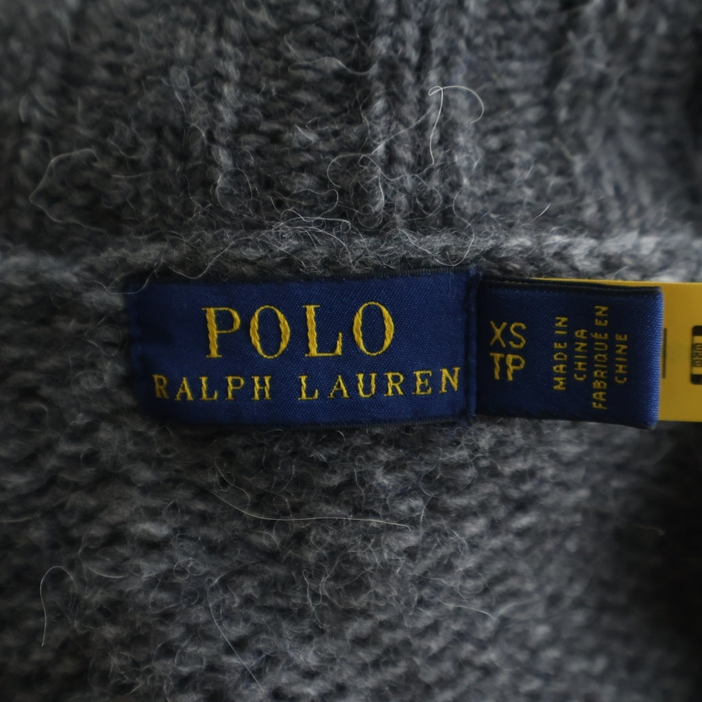 POLO RALPH LAUREN(ポロラルフローレン) 星条旗ビーズエンブロイダリー タートルネックセーター ニット レディース グレー