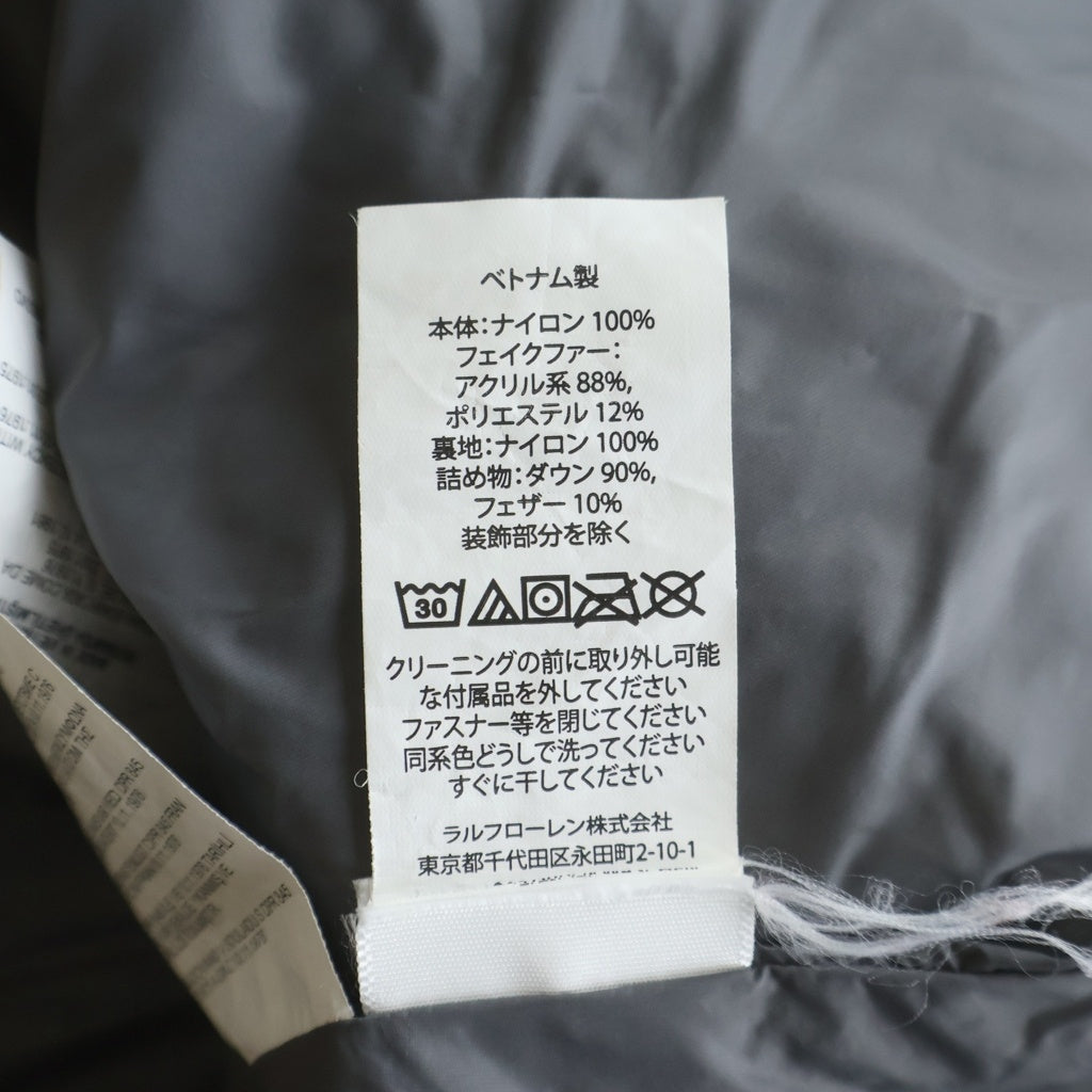 POLO RALPH LAUREN(ポロラルフローレン) スモールポニーエンブロイダリー ファーフーデッド ダウンコート ジャケット レディース グレー
