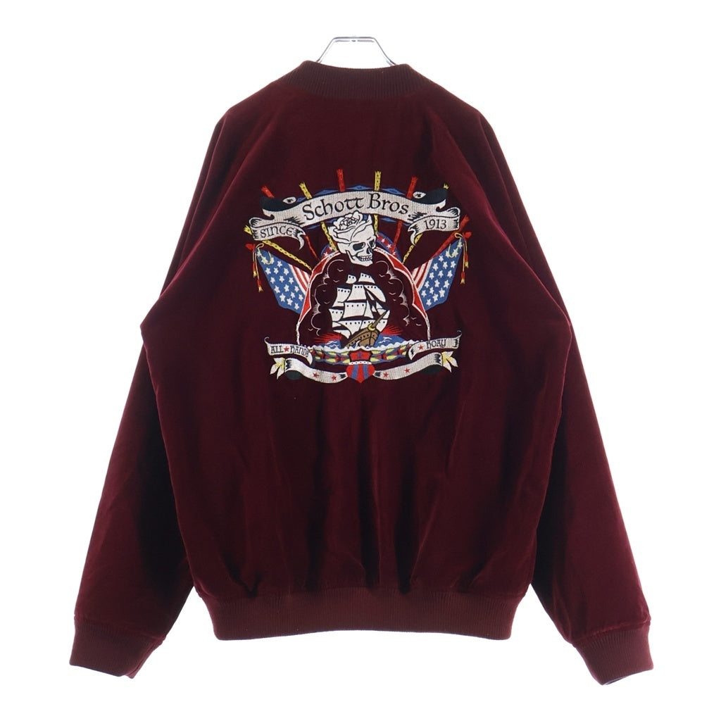 SCHOTT(ショット) VELVETEEN SOUVENIR JAKET ヴェルヴェティーン 別珍 スーベニア ベロア リバーシブル ジャケット ブルゾン レッド 3112075