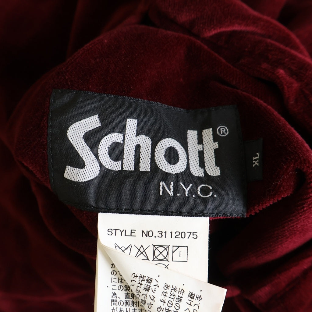SCHOTT(ショット) VELVETEEN SOUVENIR JAKET ヴェルヴェティーン 別珍 スーベニア ベロア リバーシブル ジャケット ブルゾン レッド 3112075