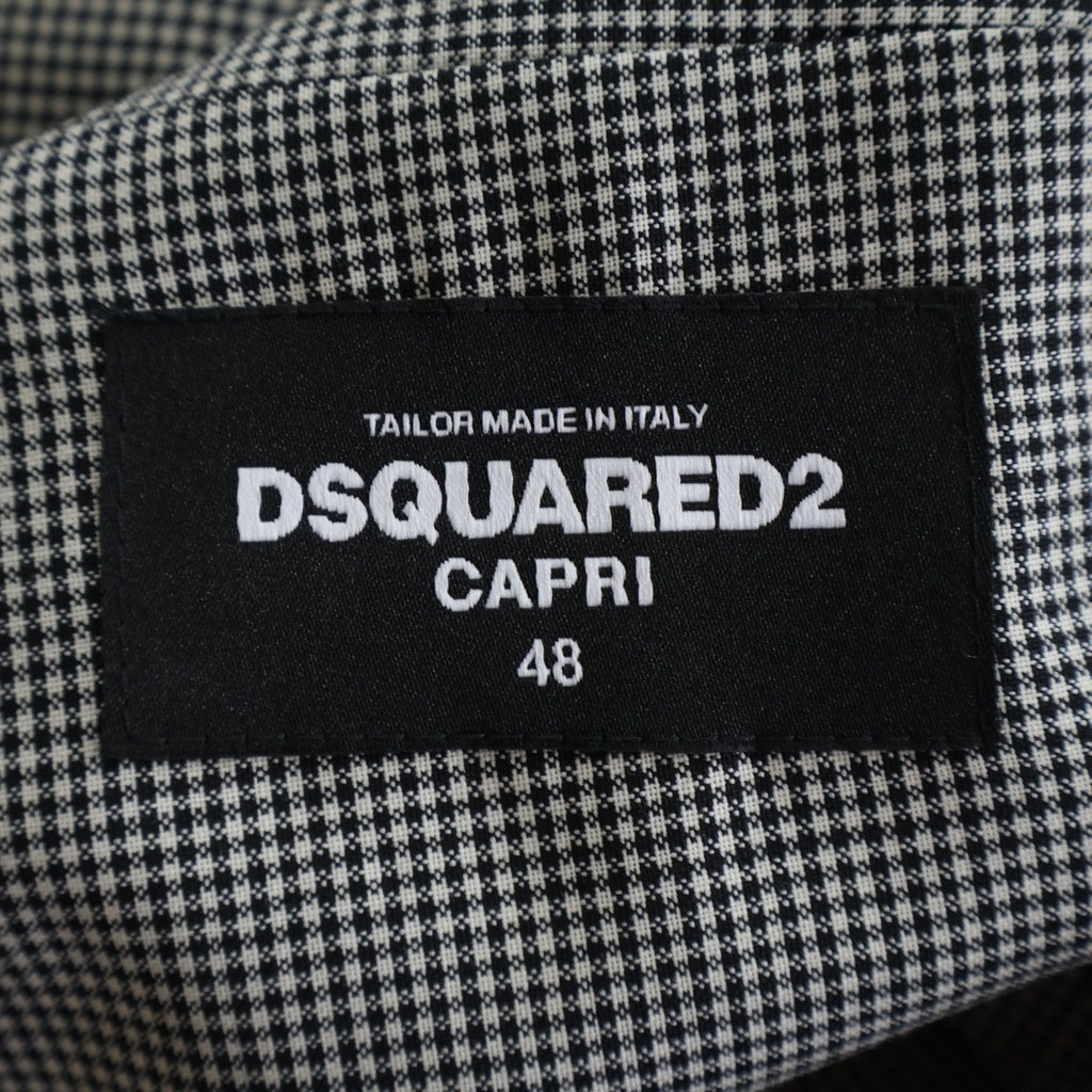 DSQUARED2(ディースクエアード) 16SS 2Bセットアップスーツ チェック柄 ウール シングルテーラードジャケット スラックスボタンフライパンツ グレー S74FT0247
