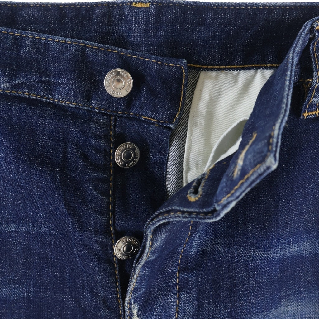 DSQUARED2(ディースクエアード) 20SS BRAD FIT JEANS ブラットフィットジーンズ ダメージリペア加工 ボタンフライデニムパンツ インディゴ S71KB0279 S30342