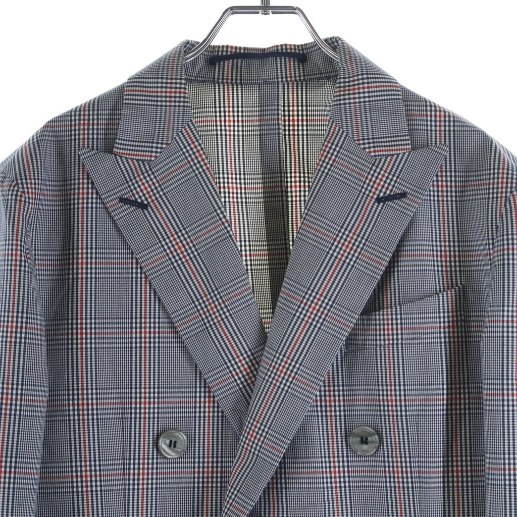 DSQUARED2(ディースクエアード) 17SS 2Bセットアップスーツ チェック柄 コットン ダブルテーラードジャケット ボタンフライスラックスパンツ グレー S74FT0282