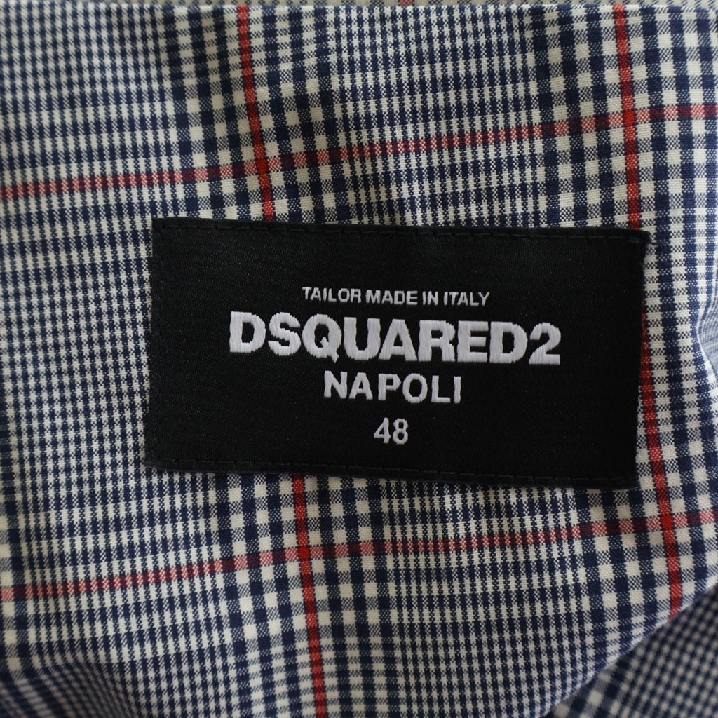 DSQUARED2(ディースクエアード) 17SS 2Bセットアップスーツ チェック柄 コットン ダブルテーラードジャケット ボタンフライスラックスパンツ グレー S74FT0282