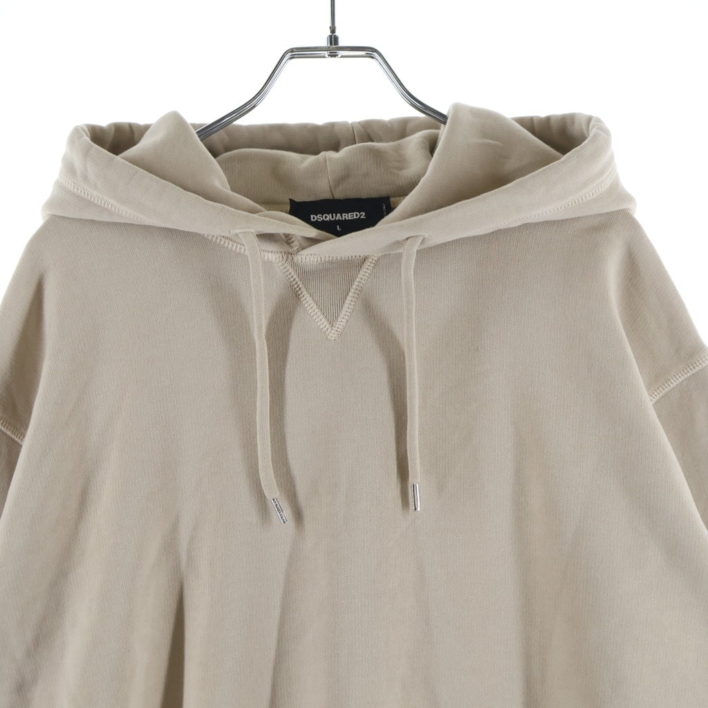 DSQUARED2(ディースクエアード) 21AW グラフィックロゴプリントフーディー プルオーバーパーカー ベージュ S74GU0532
