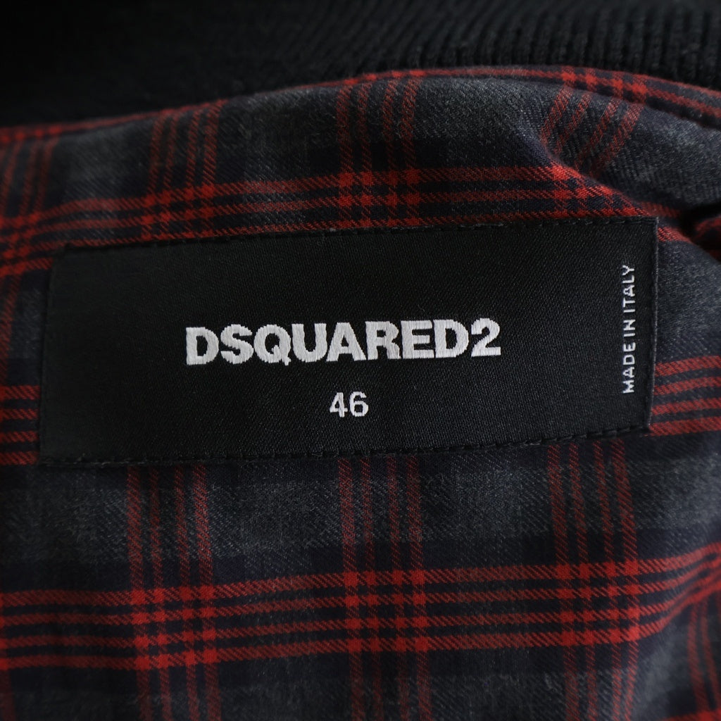 DSQUARED2(ディースクエアード) レザー切り返しスタジアムジャケット ジップアップブルゾン グレー 74AM047642892