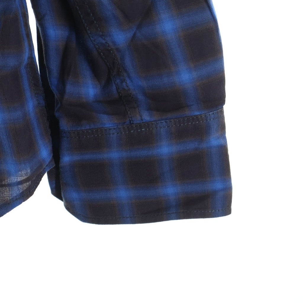 DSQUARED2(ディースクエアード) 15AW レギュラーカラー オンブレチェック長袖シャツ ブルー S74DL0790
