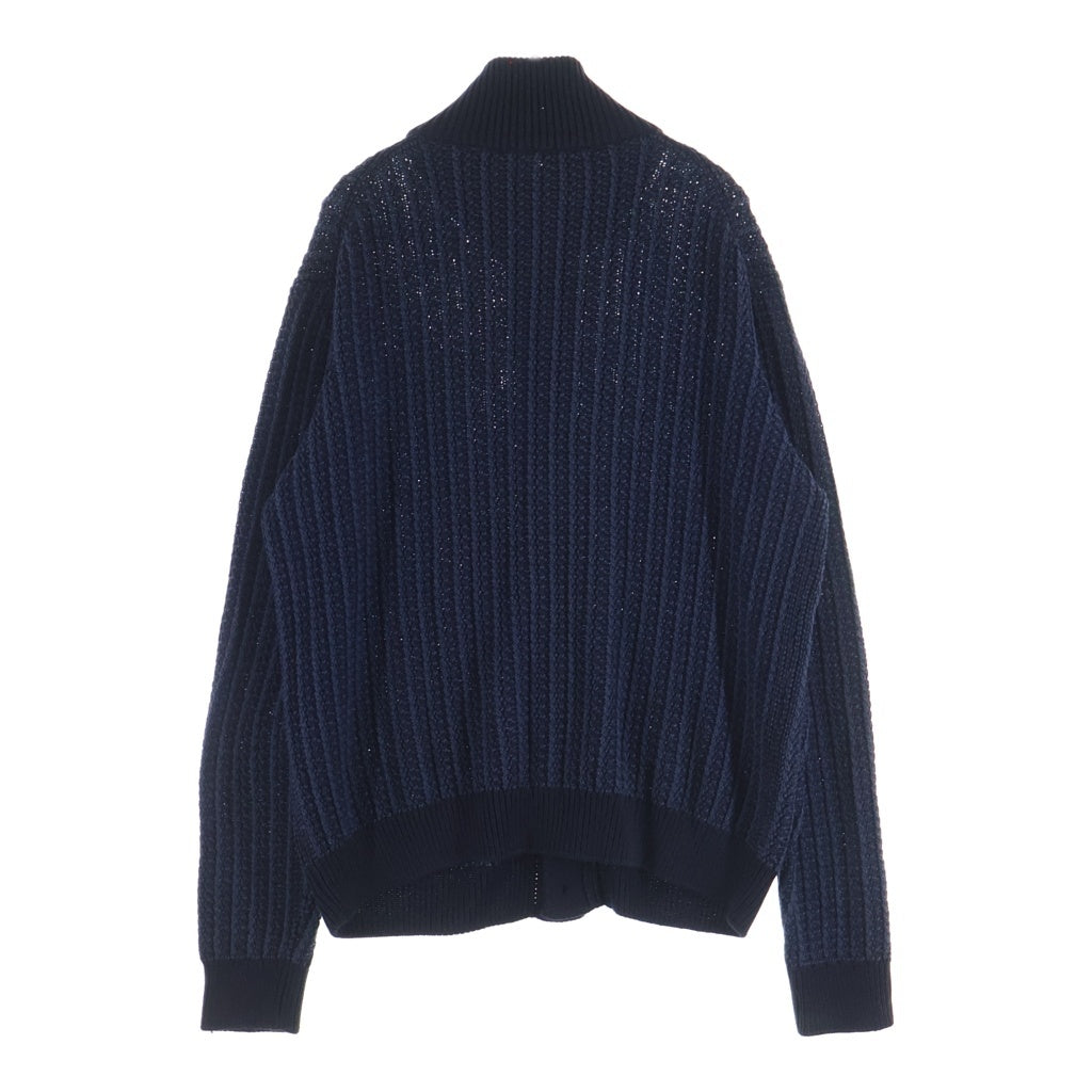 Cruciani(クルチアーニ) シルク混 タートルネックカーディガン ケーブルニット ネイビー