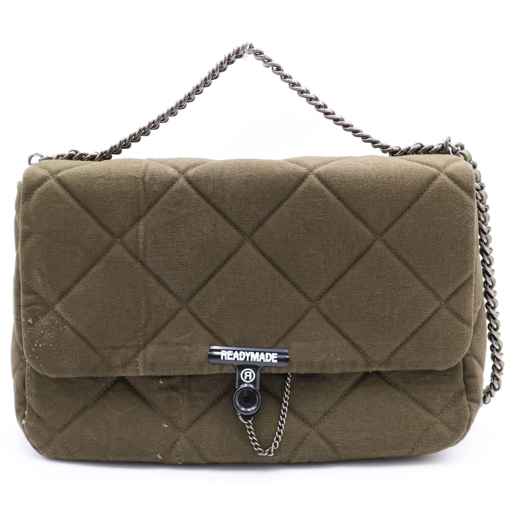 READY MADE(レディメイド) BIG CHAIN BAG ビッグチェーン 再構築 キルティング キャンバスショルダーバッグ カーキ RE-CO-KH-00-00-168