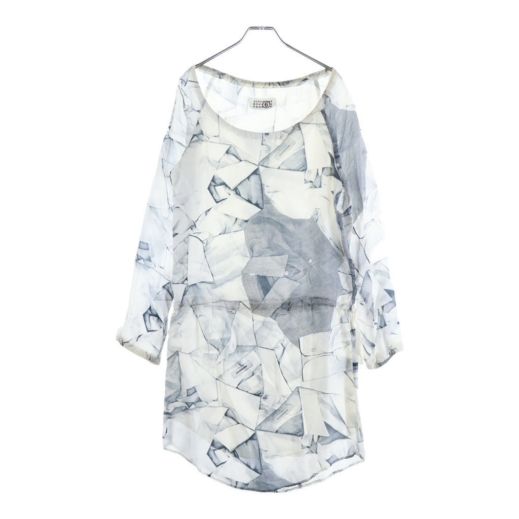 MM6 Maison Margiela(エムエムシックスメゾンマルジェラ) 06AW ARCHIVE アーカイブ ここのえ期 キュプラ 総柄 転写プリント ワンピース ドレス レディース ホワイト 32 CT031