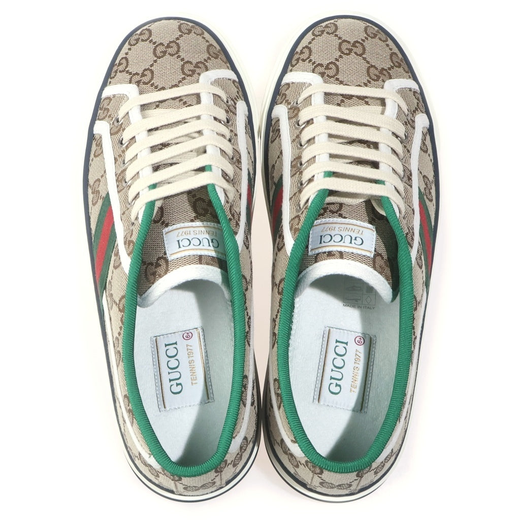 GUCCI(グッチ) TENNIS 1977 テニス GGキャンバス ローカットスニーカー ブラウン/グリーン/レッド 606111