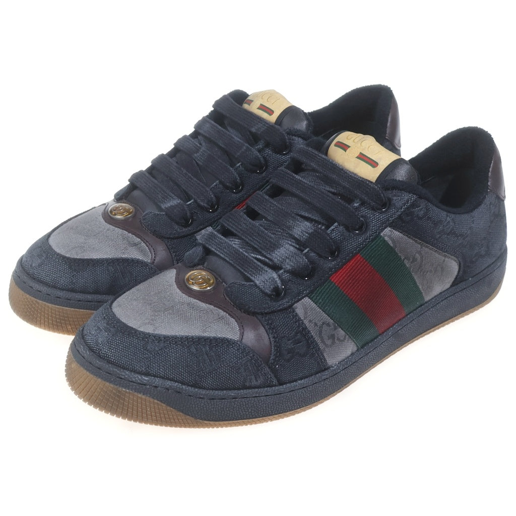 GUCCI(グッチ) SCREENER スクリーナー GGキャンバス ローカットスニーカー ブラック/グリーン/レッド 857889