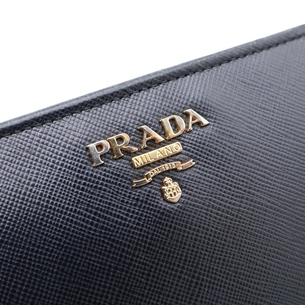 PRADA(プラダ) サフィアーノ レザー コンパクトウォレット 二つ折り財布 ブラック 1ML225 レディース