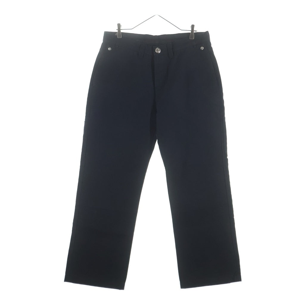 CHROME HEARTS(クロムハーツ) CARPENTER CEMETERY CROSS PATCH カーペンター バックポケット レザーセメタリークロスパッチ ロング デニムパンツ ブラック