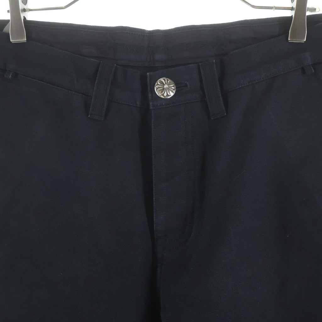 CHROME HEARTS(クロムハーツ) CARPENTER CEMETERY CROSS PATCH カーペンター バックポケット レザーセメタリークロスパッチ ロング デニムパンツ ブラック