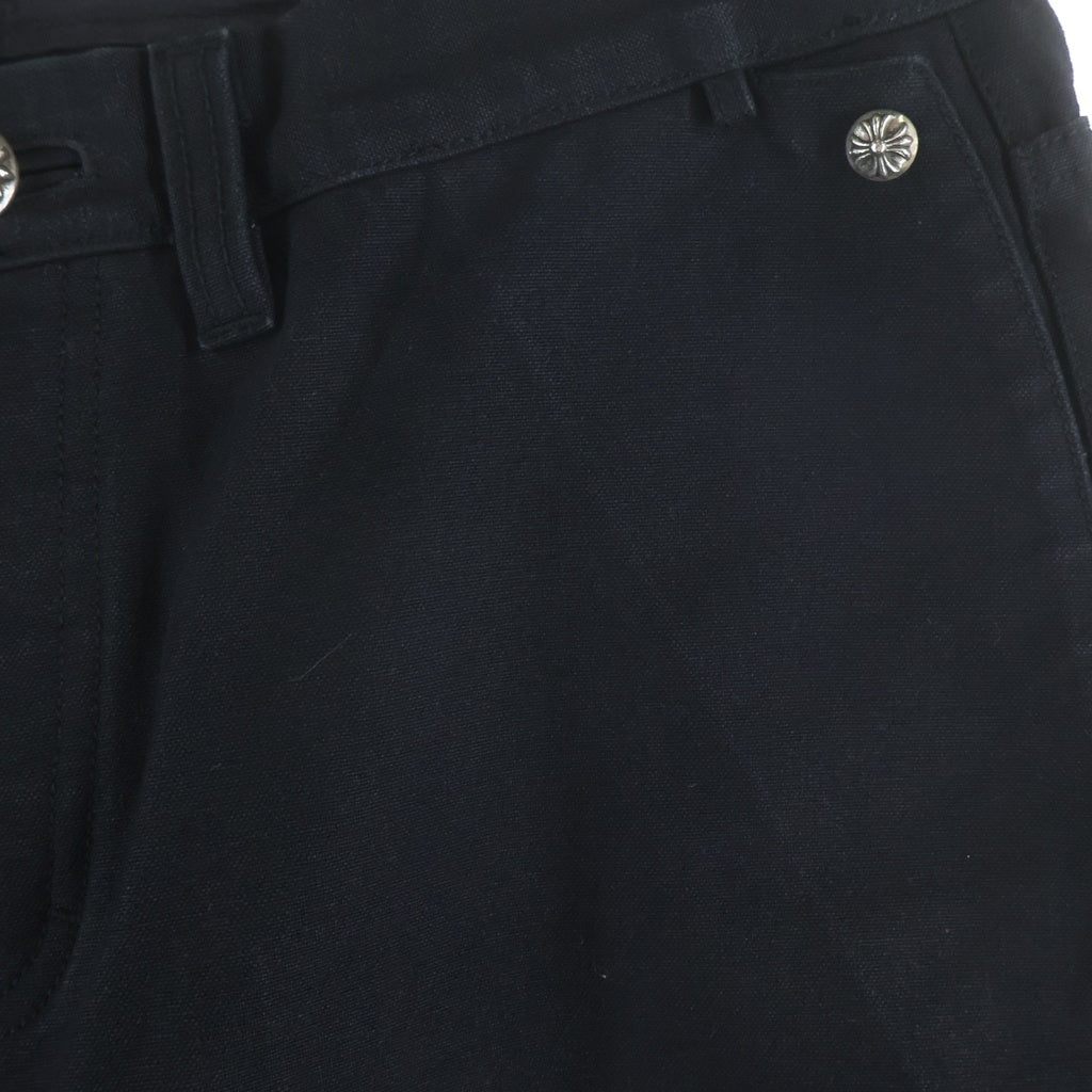 CHROME HEARTS(クロムハーツ) CARPENTER CEMETERY CROSS PATCH カーペンター バックポケット レザーセメタリークロスパッチ ロング デニムパンツ ブラック
