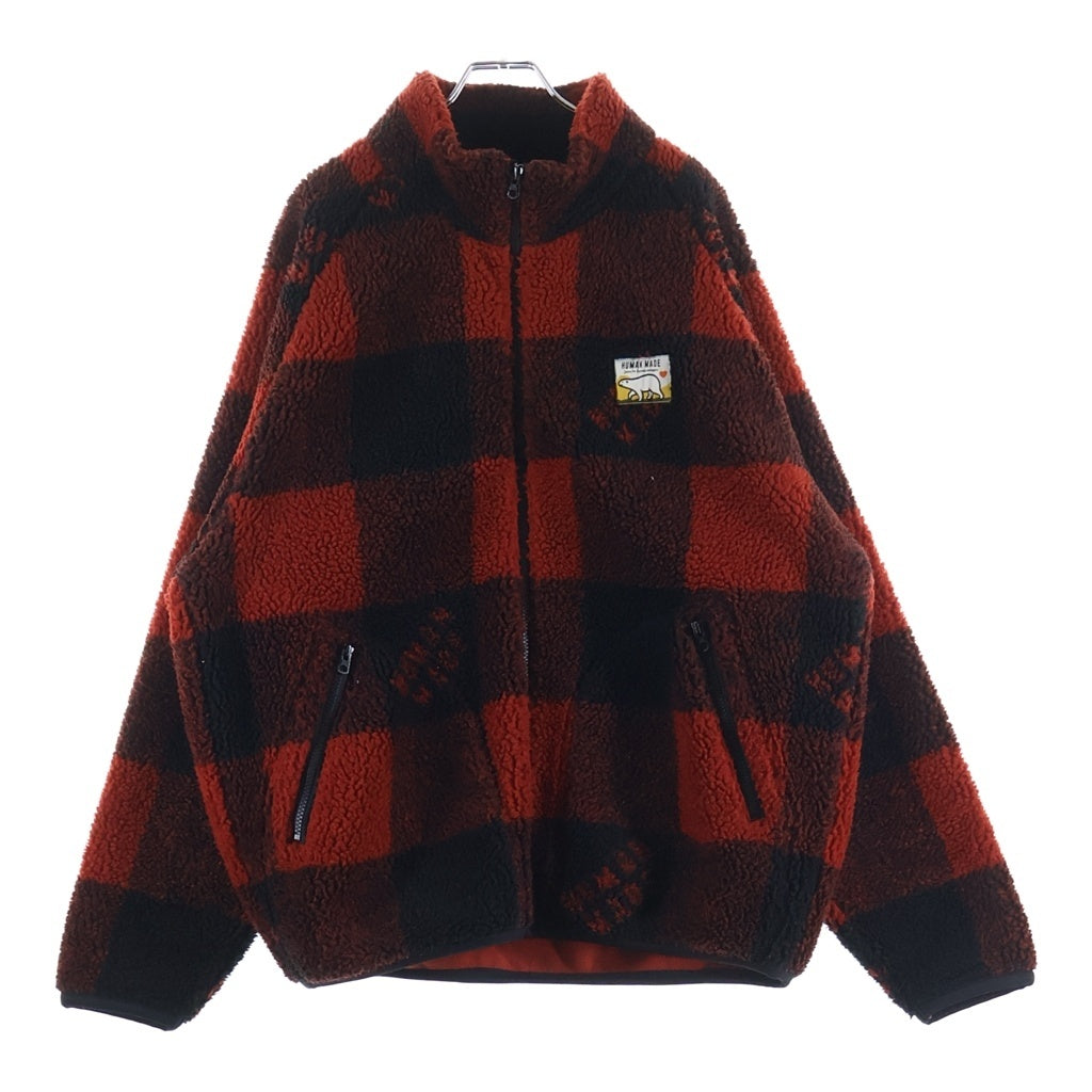 HUMAN MADE(ヒューマンメイド) CHECK BOA FLEECE JACKET チェックボア フリースジャケット レッド