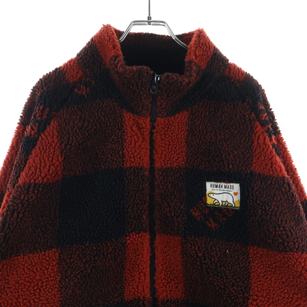 HUMAN MADE(ヒューマンメイド) CHECK BOA FLEECE JACKET チェックボア フリースジャケット レッド