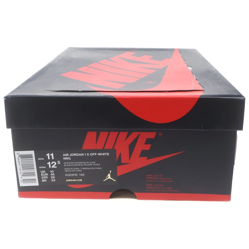 NIKE(ナイキ) ×OFF-WHITE AIR JORDAN 1 POWDER BLUE UNC オフホワイト エアジョーダン1 パウダーブルー ハイカットスニーカー ホワイト/ブルー US11/29cm AQ0818-148