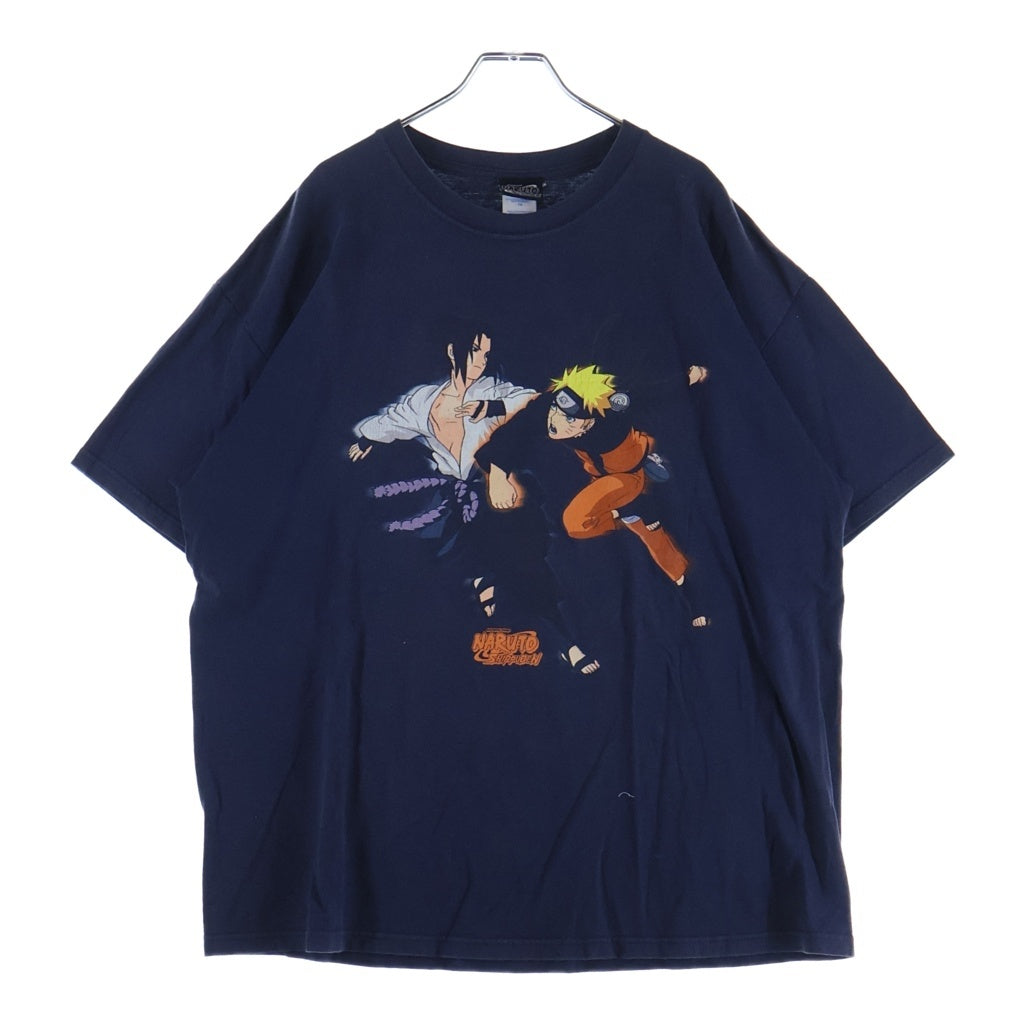 VINTAGE(ヴィンテージ) 00S VINTAGE NARUTO SHIPPUDEN TEE ヴィンテージ ナルト疾風伝 うずまきナルト うちはサスケ フロントプリントTシャツ 半袖クルーネックカットソー ネイビー