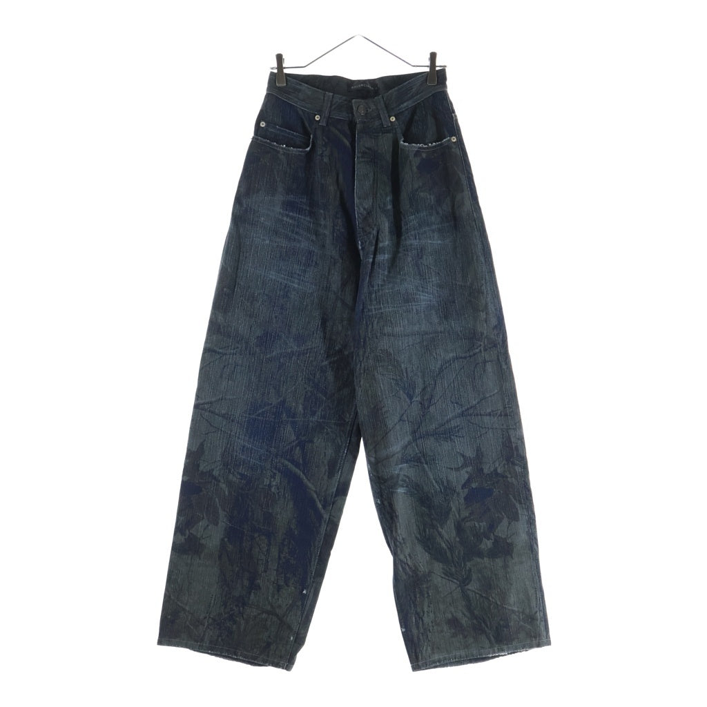 BALENCIAGA(バレンシアガ) 25AW BAGGY PANTS ダメージ加工 総柄 ワイドバギーデニムパンツ インディゴ 849948 TTW82
