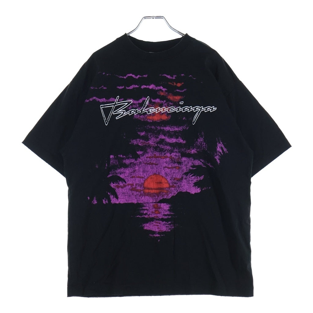 BALENCIAGA(バレンシアガ) 26SS DREAM MIDIUM FIT ドリーム ダメージ加工 フロントロゴ グラフィックプリントTシャツ 半袖クルーネックカットソー レディース ブラック A00497 TUV09