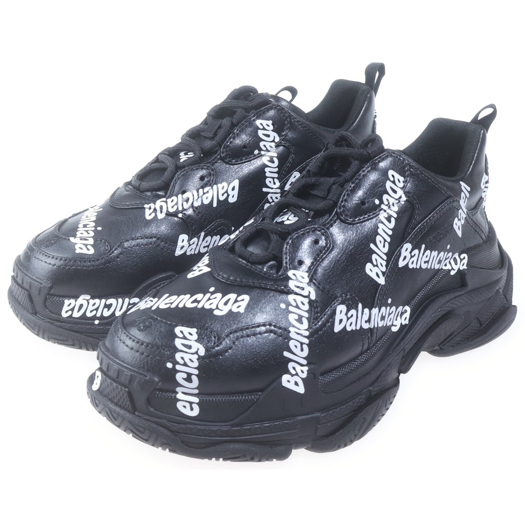 BALENCIAGA(バレンシアガ) TRIPLE-S LOGOTYPE ロゴプリント トリプルエス レザー ローカットスニーカー ブラック 536737