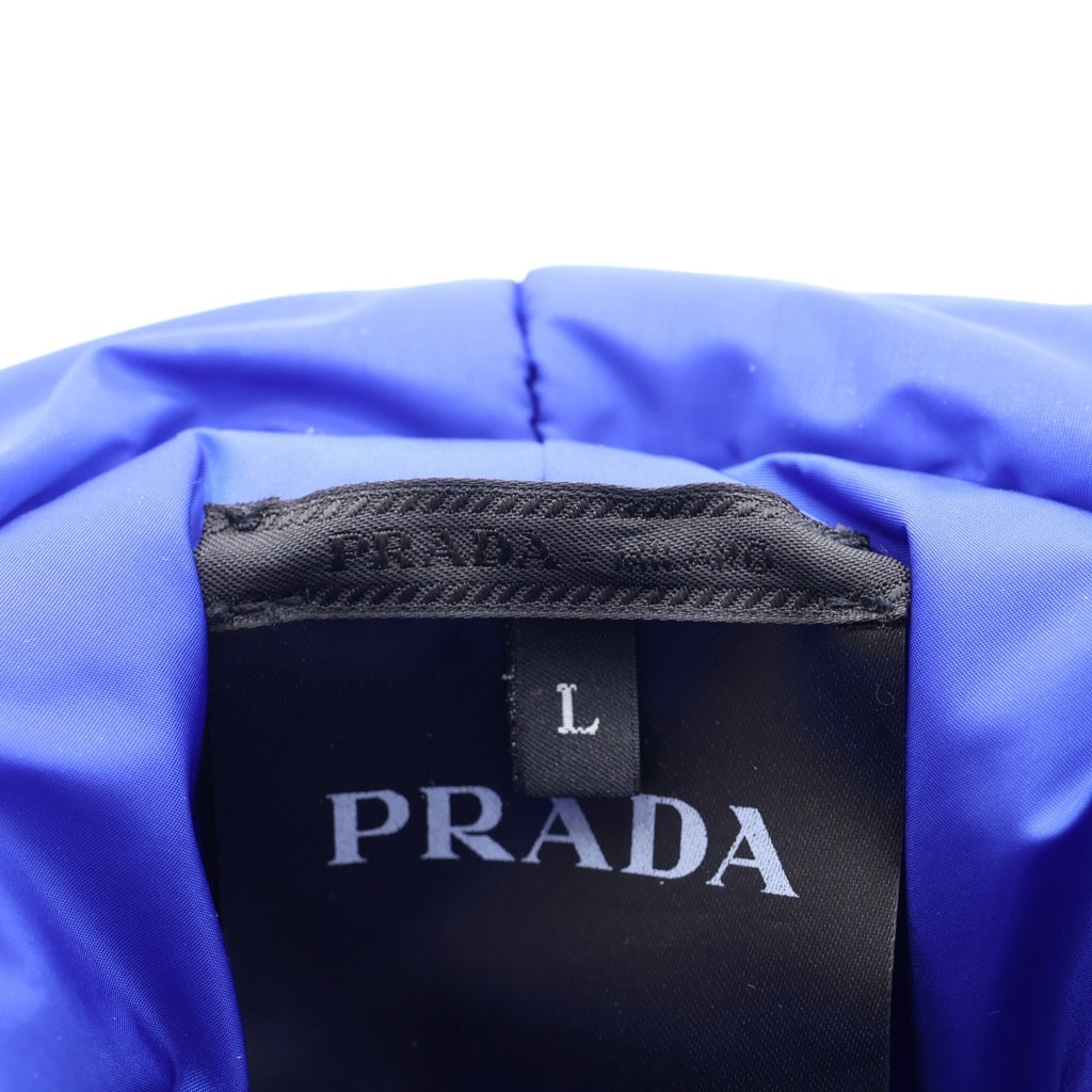 PRADA(プラダ) トライアングルロゴプレート ナイロン パテッド バケットハット 帽子 ブルー 2HC248 レディース