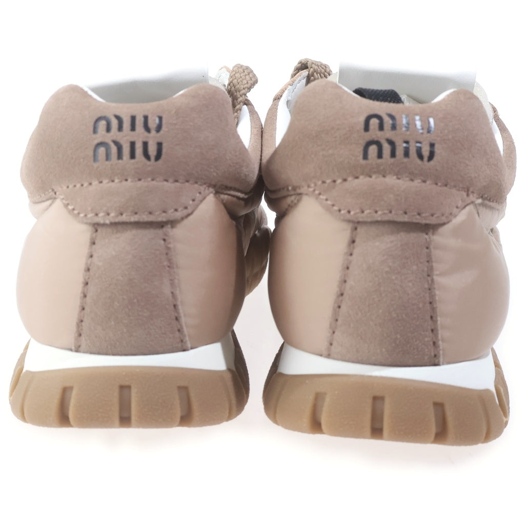miumiu(ミュウミュウ) TYRE TECHNICAL FABRIC SUEDE テクニカルファブリック スウェード ローカットスニーカー ベージュ 35 5E417E レディース