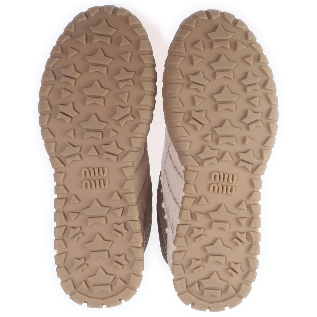 miumiu(ミュウミュウ) TYRE TECHNICAL FABRIC SUEDE テクニカルファブリック スウェード ローカットスニーカー ベージュ 35 5E417E レディース