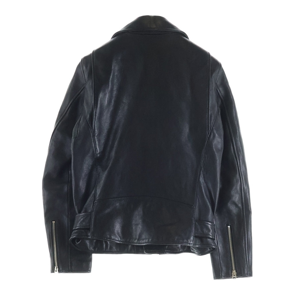 beautiful people(ビューティフルピープル) Leather Riders Jacket シープレザー ダブルベルテッドライダースジャケット ブラック 1816402811