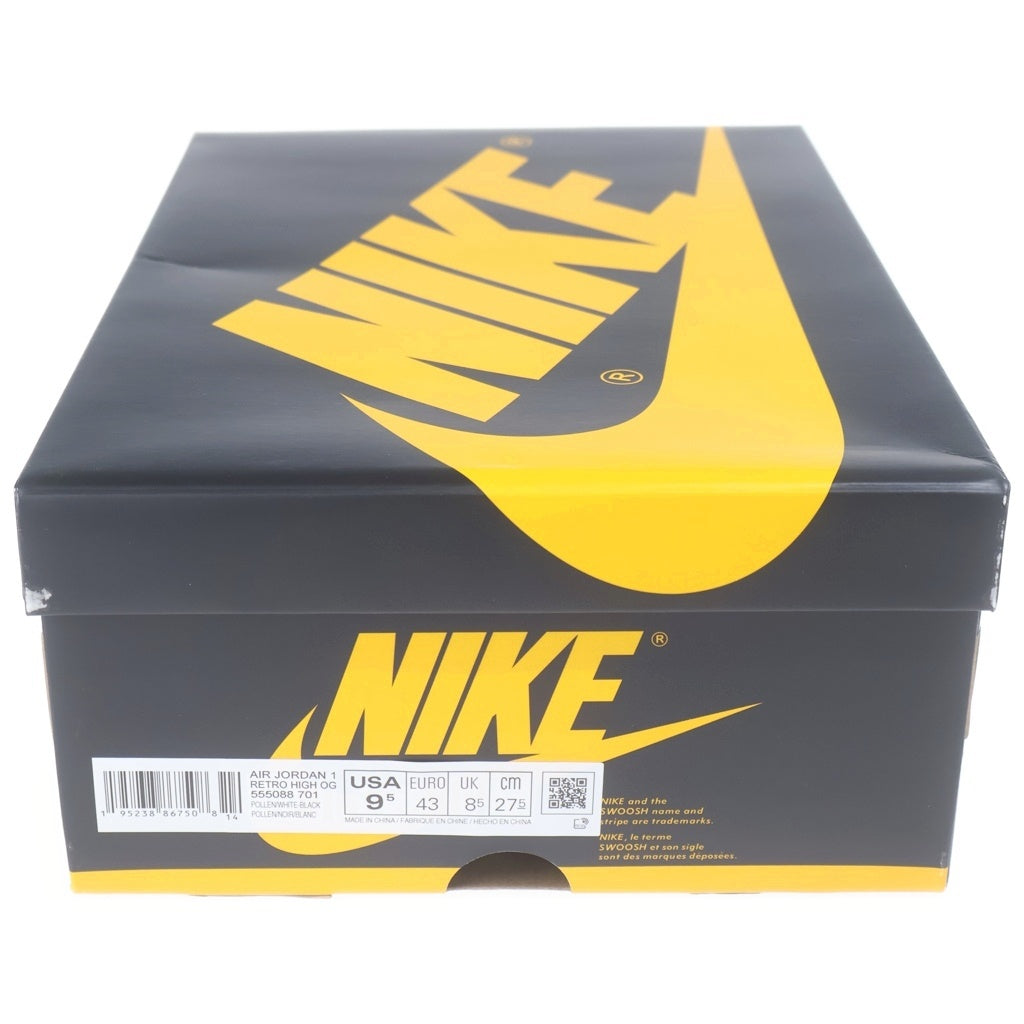 NIKE(ナイキ) AIR JORDAN 1 RETRO HIGH OG POLLEN エアジョーダン1 レトロ パラン ハイカットスニーカー イエロー/ブラック US9.5/27.5cm 555088-701