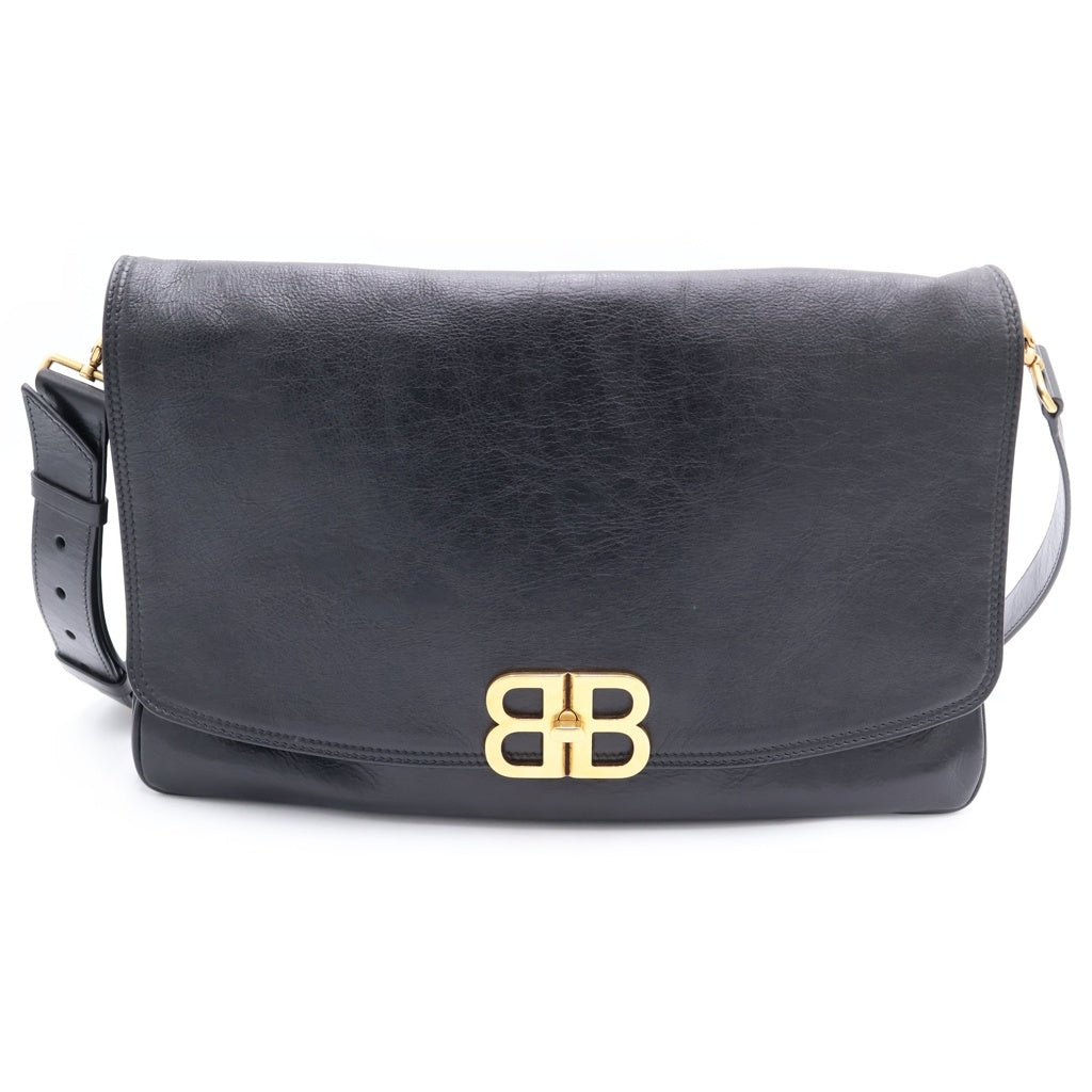 BALENCIAGA(バレンシアガ) BB SOFT LARGE FLAP BAG BBソフト ラージフラップ チェーン 2WAY ハンド ショルダーバッグ ブラック/ゴールド 748488