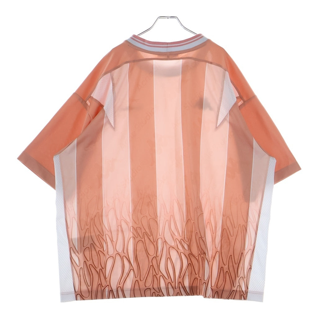 Acne Studios(アクネ ストゥディオズ) 25SS ×KAPPA LOGO -SHIRT カッパ ロゴ総柄 Tシャツ 半袖メッシュジャージ クルーネックカットソー ピンク SP-UX-TSHI000045