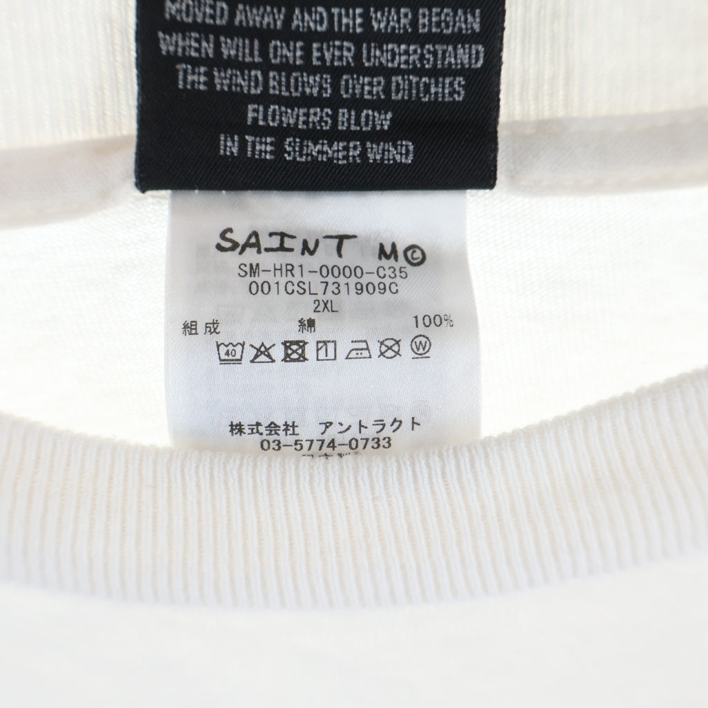 SAINT MICHAEL(セントマイケル) 25AW ×A BATHING APE BAPE_SS TEE/ GOD アベイシングエイプ ゴッド フロントプリントTシャツ 半袖クルーネックカットソー ホワイト SM-HR1-0000-C35 001CSL731909C