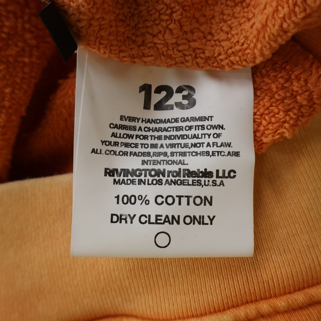 RRR123 RIVINGTON roi Rebis(リヴィントンロイレビス) HERITAGE SWEATSHIRT ヘリテージ ヴィンテージ加工 ロゴプリント クルーネックスウェットトレーナー オレンジ