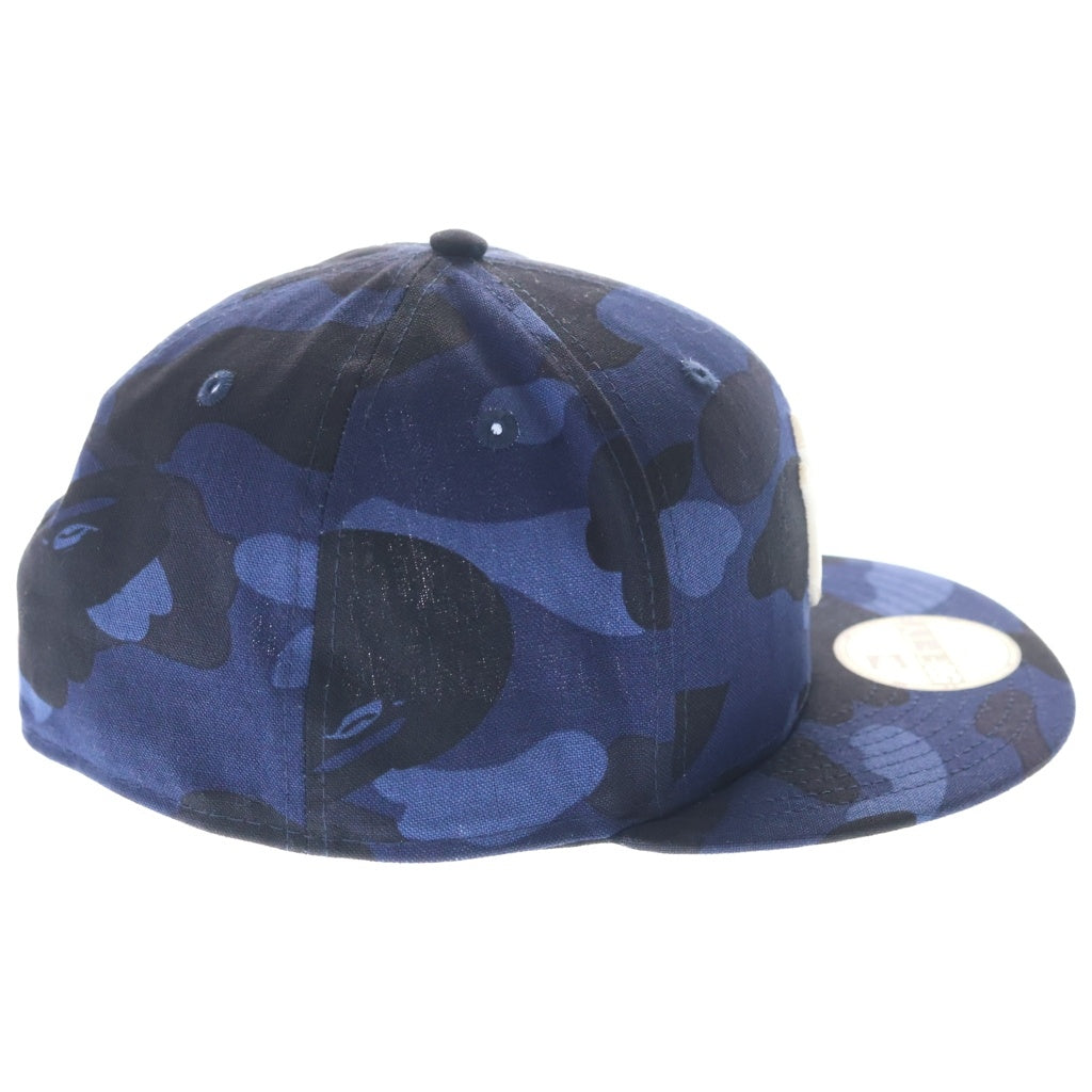 A BATHING APE(アベイシングエイプ) 24SS ×NEW ERA ×MLB NY YANKEES BAPE CAMO CAP ニューエラ ニューヨークヤンキース ベイプカモ総柄 6パネル ベースボールキャップ 帽子 ブルー/ブラック 001CPK231902C