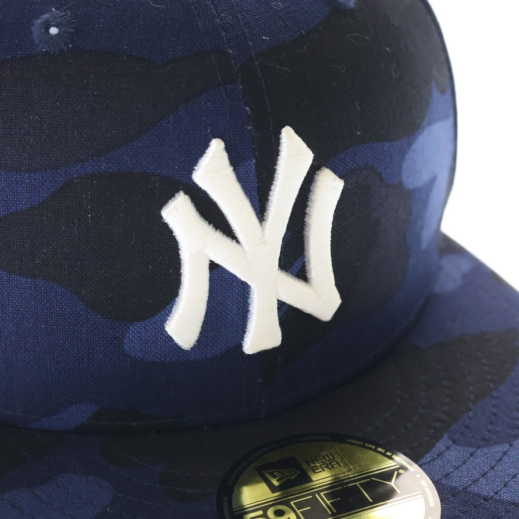 A BATHING APE(アベイシングエイプ) 24SS ×NEW ERA ×MLB NY YANKEES BAPE CAMO CAP ニューエラ ニューヨークヤンキース ベイプカモ総柄 6パネル ベースボールキャップ 帽子 ブルー/ブラック 001CPK231902C