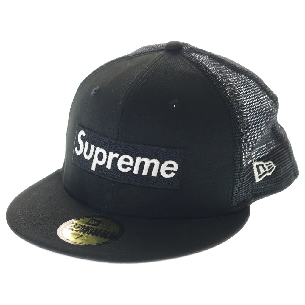 SUPREME(シュプリーム) 23SS ×NEW ERA Box Logo Mesh Back ニューエラ ボックスロゴ 6パネル メッシュベースボールキャップ 帽子 ブラック