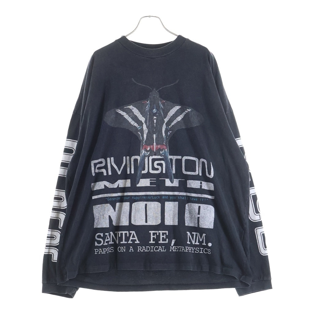 RRR123 RIVINGTON roi Rebis(リヴィントンロイレビス) ULTLA METAMOTH VINTAGE LS TEE モスプリント ヴィンテージ加工Tシャツ 長袖クルーネックカットソー ブラック