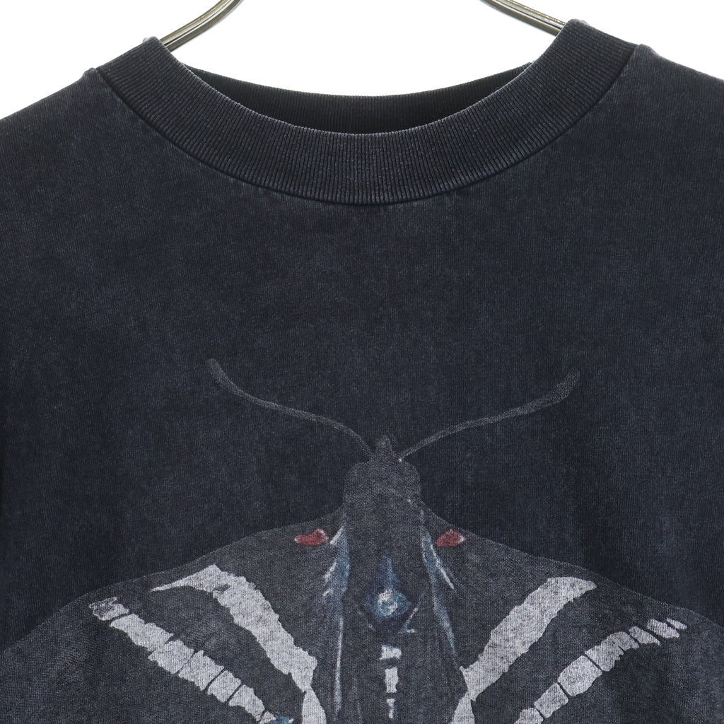 RRR123 RIVINGTON roi Rebis(リヴィントンロイレビス) ULTLA METAMOTH VINTAGE LS TEE モスプリント ヴィンテージ加工Tシャツ 長袖クルーネックカットソー ブラック